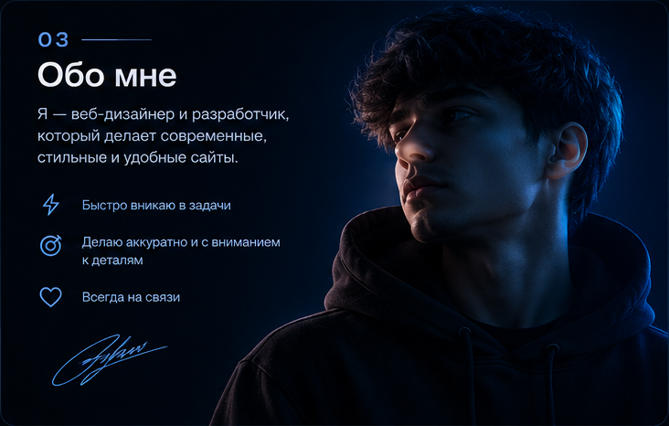 Обо мне — рабочее место веб-разработчика