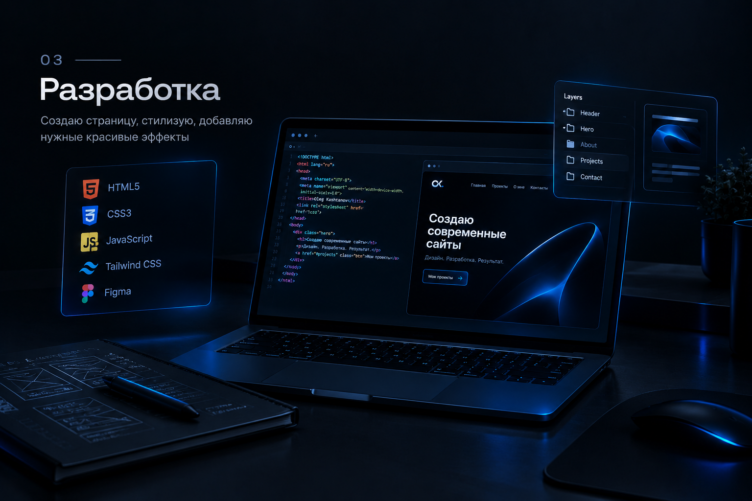 Разработка сайта — рабочий процесс и интерфейс